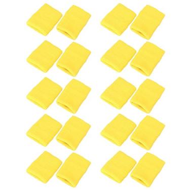 Imagem de Mallofusa Pacote com 10 Pulseiras de Basquete Esportivas Coloridas Absorventes de Futebol Festa ao Ar Livre, Amarelo, Standard