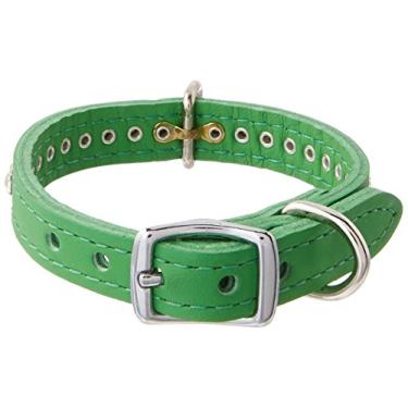 Imagem de OmniPet Coleira de couro de cristal para cães, couro de grão sólido esmeralda, serve para pescoço de 19 a 24 cm
