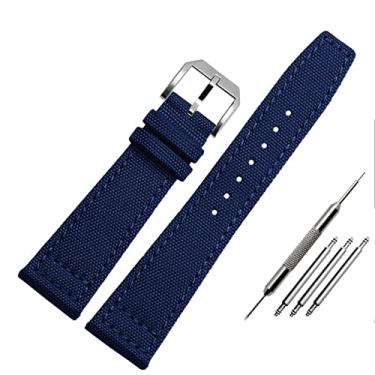 Imagem de DFAMIN Pulseira de relógio de nylon para IWC Série Piloto Português 20mm 21mm 22mm Pulseira de Relógios de Pulso Pulseira de Lona Preto Azul Verde Pulseira de Relógio (Cor: A-azul-prata,