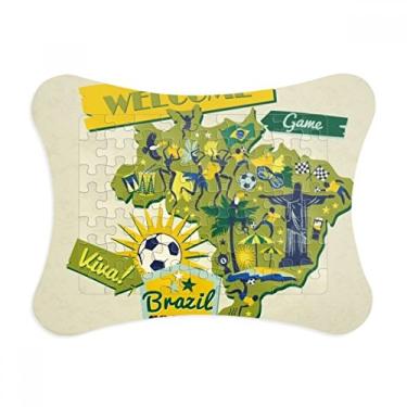 Imagem de Moldura de quebra-cabeça de futebol de verão Welcom Brasil, enfeite de jogo de quebra-cabeça