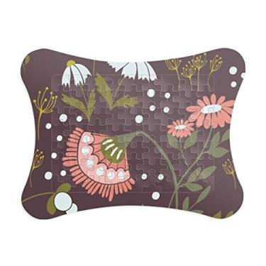 Imagem de Moldura de quebra-cabeça de pintura de plantas com flores marrons Decoração de imagem Enfeite de jogo de quebra-cabeça