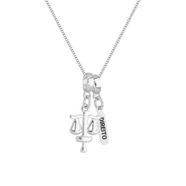 Imagem de Colar Pingente Profissão Direito Banhado a Prata 925