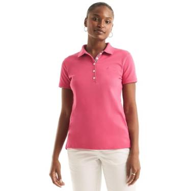 Imagem de Nautica Camisa polo feminina de algodão de manga curta com 5 botões, (Nova coleção) Aloha rosa, P