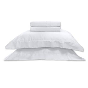 Imagem de Jogo de cama Csl Platine 300 fios com dobra feita Branco 4 peças