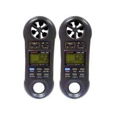 Imagem de Kit 2 Termo Higrômetro Digital Umidade Anemômetro Luminosidade Luxímetro Velocidade Hold Thal-300 Portátil Instrutherm