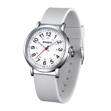 Imagem de BOSHIYA Relógio de enfermeira, relógio de enfermagem para enfermeiras, profissionais médicos e estudantes, relógio médico com ponteiro de segundos para enfermeiras, fácil de ler, à prova d'água,