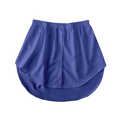Imagem de 2022 Moda Feminina Versátil Camisa Suéter Saia Sobreposição Parte Inferior Meia e Xadrez Minissaias Femininas Linho Saias (Azul, G)