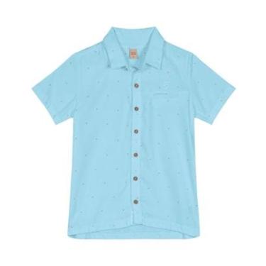 Imagem de Camisa Juvenil Masculina Viscose Dobby Trick Nick Azul-Masculino