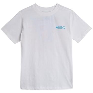 Imagem de AEROPOSTALE Camiseta para meninos - Camiseta infantil clássica de gola redonda com gráficos vibrantes nas costas - Camiseta gráfica de manga curta para meninos (4-16), Branco, 5-6