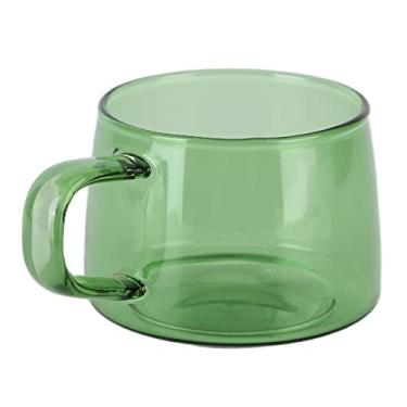 Imagem de Copo de café 250ml, copo de café transparente, copo de borosilicato, vidro, chá, água, leite, chá, água, caneca com alça para escritório doméstico (Verde)