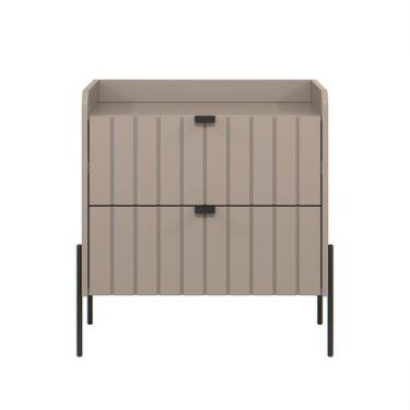 Imagem de mesa de cabeceira com gaveta para cama quarto moriah 60cm pés e puxado