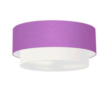 Imagem de Plafon Para Quarto Cilíndrico SQ-3064 Cúpula Cor Lilás Branco - Vivare