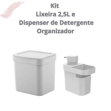 Imagem de Kit 2 Peças - Lixeira e Dispenser De Detergente Organizador de Pia - O