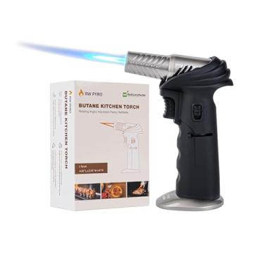 Imagem de Restaurantware - Tocha RW Pyro Creme Brulee com chama ajustável, 1 maçarico culinário recarregável – Tanque de gás butano não incluído, cabeça giratória, tocha de cozinha preta, trava de segurança,
