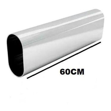 Imagem de Tubo Cabideiro Oval Cromado C/ Suportes P/ Guarda Roupas - FERRAGENS, 