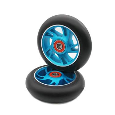 Imagem de Z-FIRST 2 peças de rodas de trotinete Pro Stunt de 100 mm com rolamentos ABEC 9 para rodas de reposição para scooters MGP/Razor/Lucky/Envy/Vokul Pro (azul)