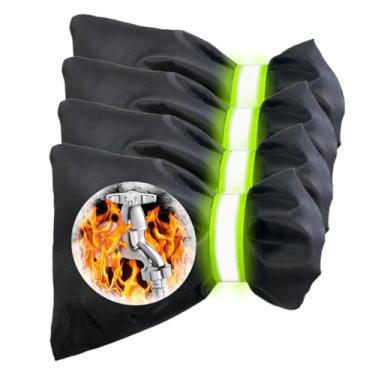 Imagem de Coberturas de torneira externas, conjunto de 4 para proteção contra congelamento de inverno, 21 cm A x 15 cm L, meias de torneira de jardim externas para proteção contra congelamento, capa de torneira