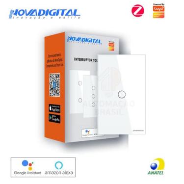 Imagem de Interruptor 1 Botão Branco Touch Zigbee Novadigital Tuya
