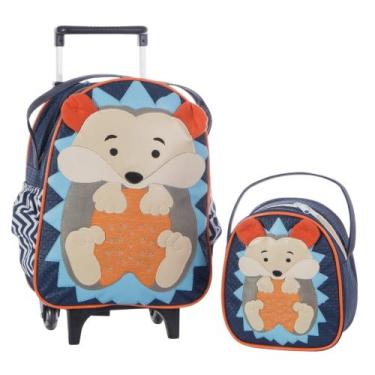 Imagem de Kit Mochila De Carrinho Infantil Bichinho G + Lancheira - Suporte Lanc
