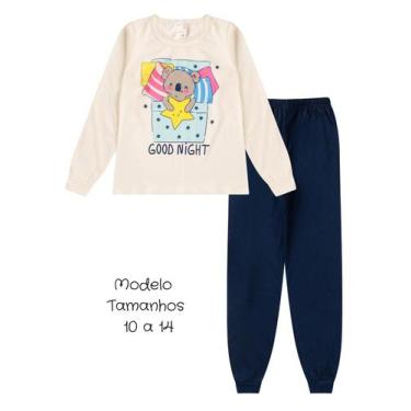 Imagem de Pijama Infantil Menina Inverno em Meia Malha Blusa Manga Longa e Calça