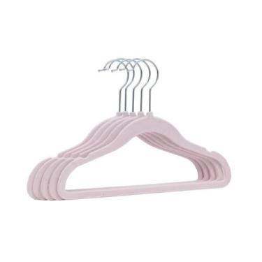 Imagem de Kit 5 Cabides Infantis Veludo - Rosa - Buba