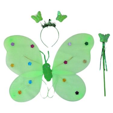 Imagem de Kit Asa De Borboleta Com Tiara Varinha e Luzes Led