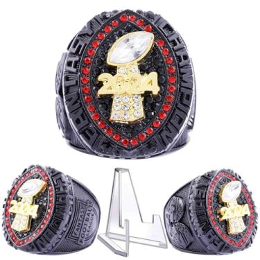 Imagem de noblehead Anel Troféu do Campeonato de Futebol de Fantasia de 2024 | Anel Campeão FFL Pesado | Troféu de Prêmio Banhado a Ouro Prateado para Vencedor da Liga de Futebol de Fantasia, 12, Metal,