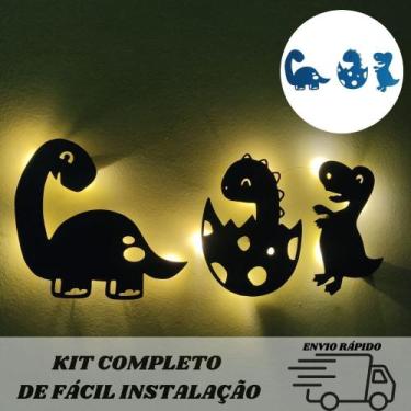 Imagem de Kit Dinossauro luminária para decoração quarto de bebe abajur infantil