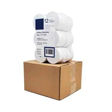 Imagem de Máquina de adicionar/rolo de calculadora, 6,3 cm x 4,8 m, branco, 12 rolos