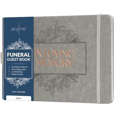 Imagem de Skyline Livro de visitas funerais para serviço memorial – In Loving Memory Livro de convidados para funerais – 610 entradas, 25 x 17 cm (cinza)