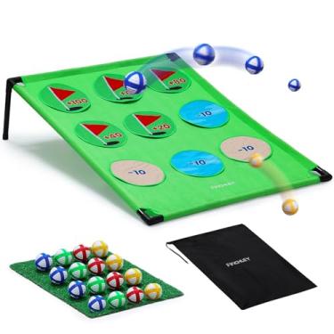 Imagem de Conjunto de jogo de lascas de golfe Finchley | Inclui 16 bolas, tabuleiro de alvo de 9 furos, tapete de colocar e bolsa de transporte | Jogo de golfe casual em casa para golfistas | Presentes de golfe