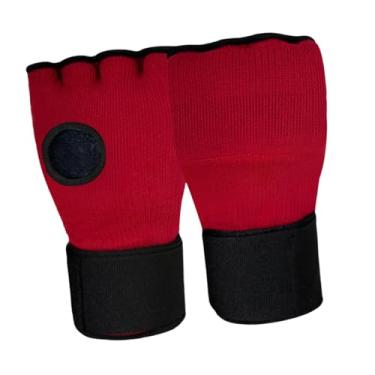 Imagem de YIJU Gel boxe mão envolve luvas internas sob luvas de proteção respirável metade dedo luvas para karate sanda muay thai sparring, Vermelho Escuro