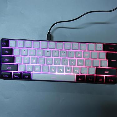 Imagem de GOWENIC Teclado para jogos 60%, teclado mecânico compacto com fio 61 teclas, teclado RGB retroiluminação LED teclado ergonômico para jogos com fio para escritório e negócios (branco)