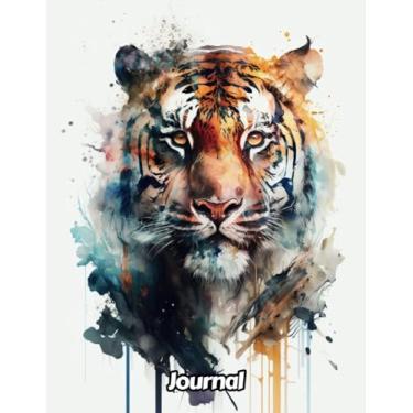 Imagem de Watercolor Tiger Journal: Wide Ruled | Gift For People Who Love Cats, Wildlife Animal Lovers | For Back To School, Office, Work | 8.5 x 11 Inches | 111 Pages | v2