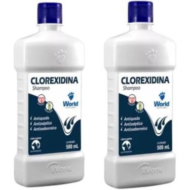 Imagem de Azul Pet Shampoo Clorexidina 500 ml Kit c/ 2 Unidades para Tratamento Dermatológico de Cães e Gatos com Seborreia, Anti Queda e Antisséptico