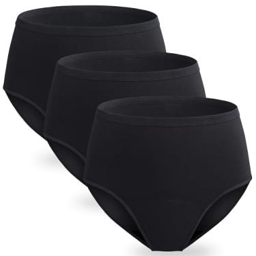 Imagem de Calcinha feminina à prova de vazamento para incontinência, lavável, absorvente, protetora, pós-parto, 59 g, controle da bexiga, 3, preto, G