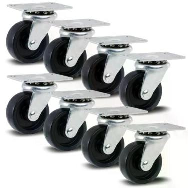 Imagem de Kit 8 Rodízios Série Leve 10 1.5/8" 41mm Placa - Polipropileno 160kg -