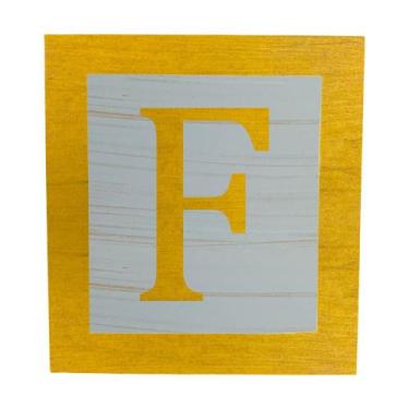 Imagem de Cubo Azul Letra Amarela com Aplique Festa Chá de Bebê Decoração 8x8x8 