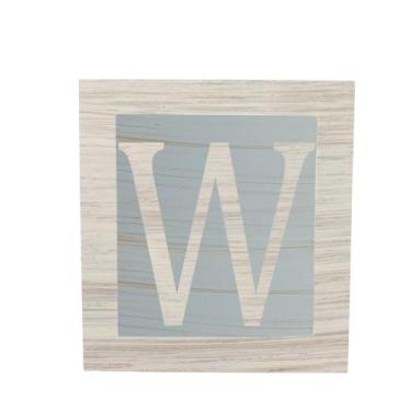 Imagem de Cubo Azul Letra Branca com Aplique Festa Chá de Bebê Decoração 8x8x8 C