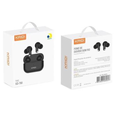 Imagem de Fone De Ouvido Sem Fio Bluetooth 5.3 Compatível iPhone e Android, Case Magnético Cancelamento de Ruído Ativo Resistente à Água e Suor, 05 Horas de Reprodução, Linha Premium Tws KN-779 da KDPAN, Preto.
