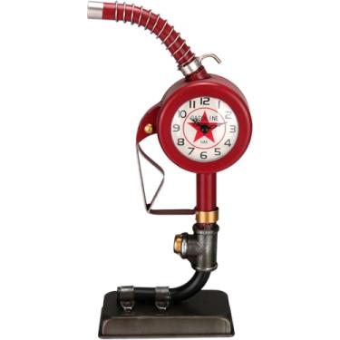Imagem de RELOGIO DE MESA DECORATIVO VINTAGE BOMBA DE GASOLINA HOME&CO METAL 37x17x8cm VERMELHO
