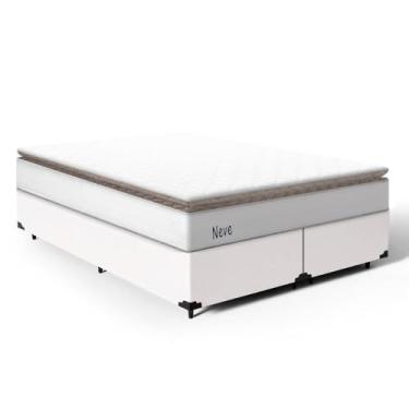 Imagem de Cama Box com Colchão de Molas Ensacadas Pillow Top Neve (Branco, Queen)