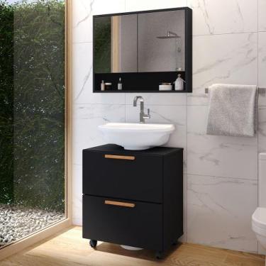 Imagem de Conjunto gabinete de banheiro com espelheira Kit gabinet Top - Boom Mó