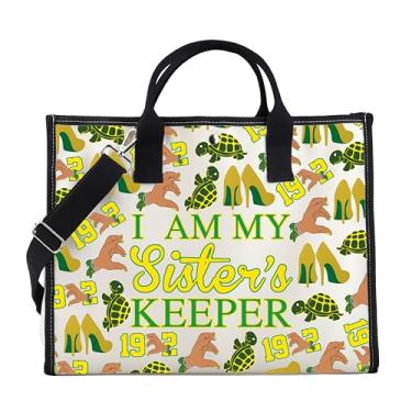 Imagem de PWHAOO Sacola de irmandade de enfermeira I Am My Sister's Keeper, sacola de compras de tartaruga, presente de formatura de irmandade, Bolsa verde Sister Keeper