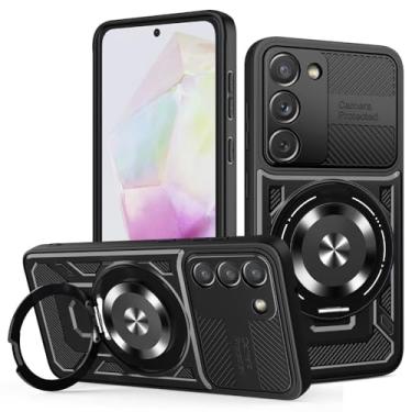 Imagem de Kukoufey Capa compatível com Samsung Galaxy A55 5G SM-A556B/DS SM-A556E/DS, compatível com MagSafe, suporte magnético giratório de 360 graus, capa para celular preta