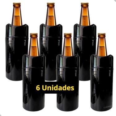 Imagem de Porta Garrafa Termico 600ml Camisinha para Cerveja 600ml Porta Garrafas Térmico com Isopor (Parede Tripla) (Preto)