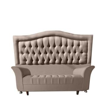 Imagem de Kit Cabeceira King Bege Provençal E Recamier Com Braço Em Linho 195 - 