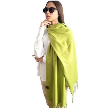 Imagem de Cachecol Lenço Echarpe Pashmina Grossinho Feminino - cashmere, Verde a