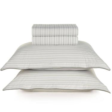 Imagem de Jogo de Lençol King Size 100% Algodão Percal 200 Fios Dália 4 Peças Karsten