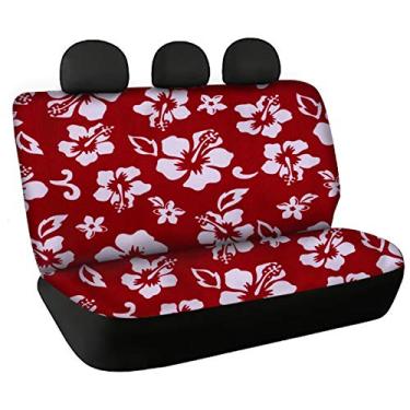Imagem de FUSURIRE Capa de assento de carro com flores de hibisco havaiano apenas capa de assento traseira floral universal para a maioria dos carros caminhões capa protetora decorativa para mulheres, acessório